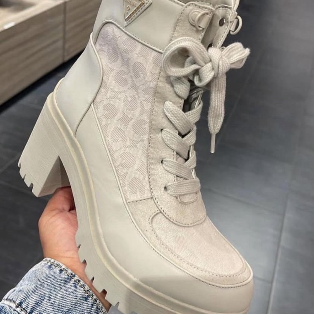 Guess  Women's White Lace-Up Ankle Boots